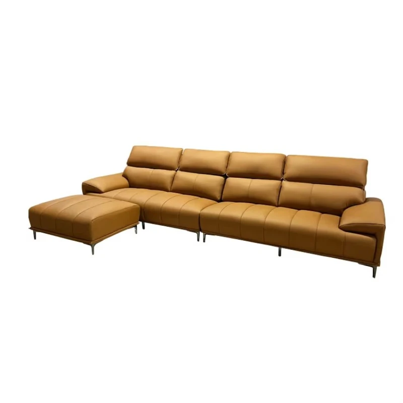 أريكة معيارية جلدية فاخرة حديثة سرير غرفة معيشة على شكل حرف L مع ديكور منزلي ديكور منزلي حديث #1