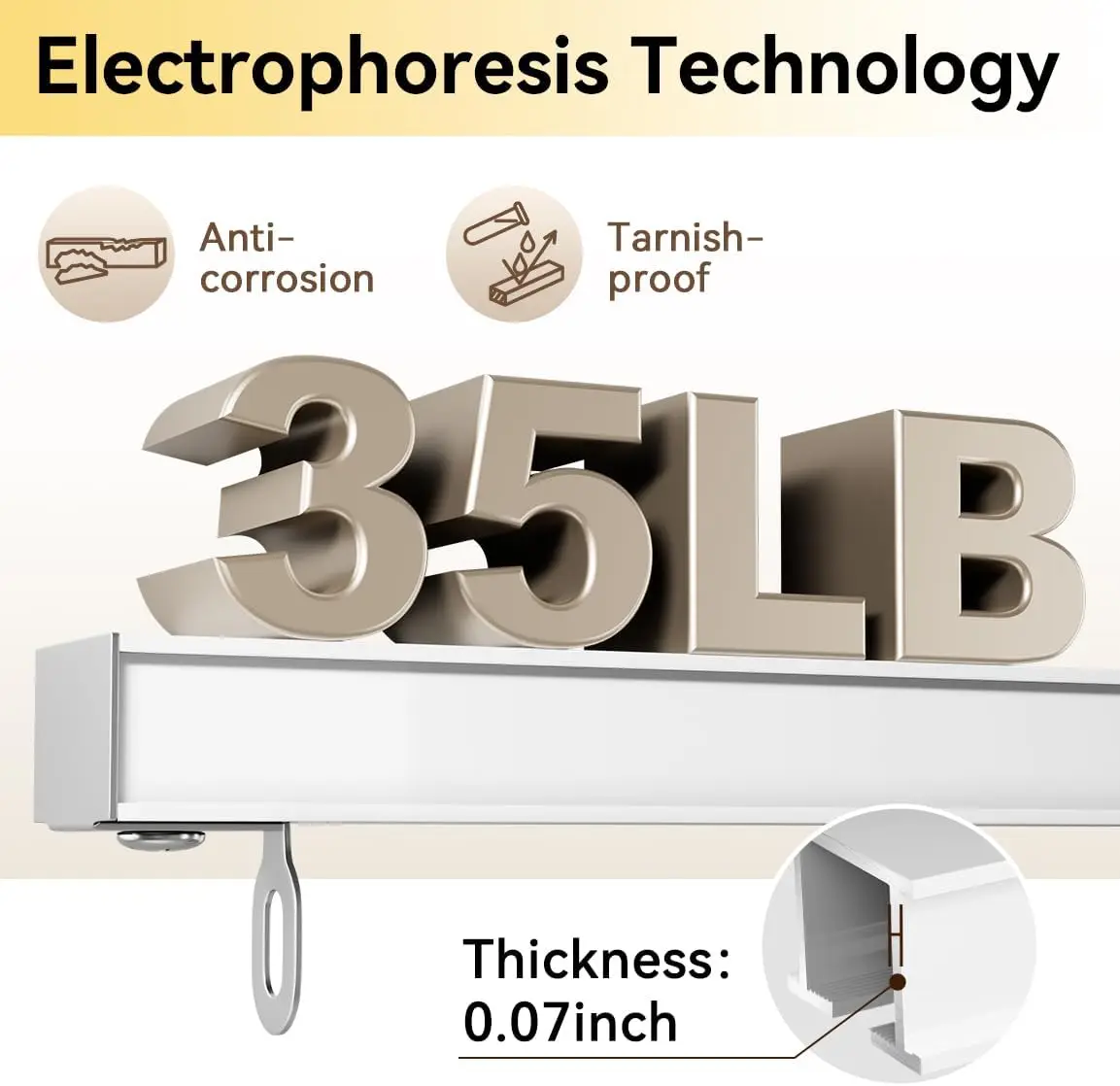 천장 장착 커튼 트랙, 룸 디바이더용, 화이트, 조절 가능 6-9피트, 롤러 훅 포함