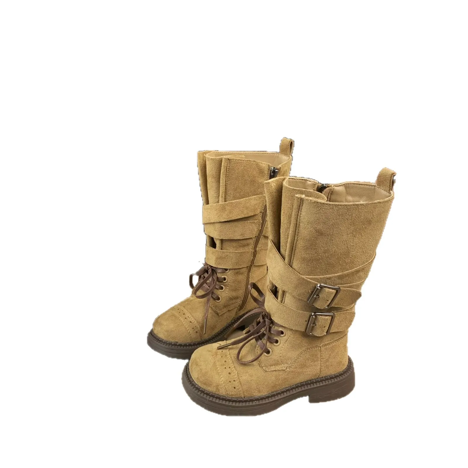 

New Winter Children's Girls High-top Velvet Leather Boots Korean-style Kids Toddler Student Princess Denim High Boots