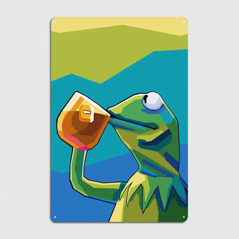 Kermit Meme Wpap постер, поп-арт украшение для домашнего декора винтажная Жестяная Табличка забавные металлические знаки для украшения стен кофе бар