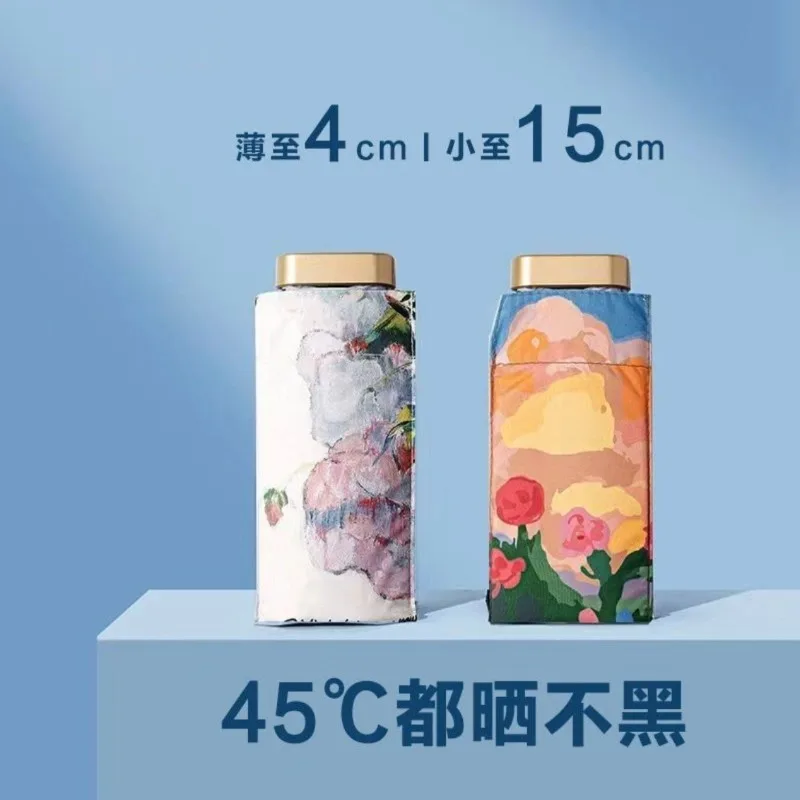 5‑Fold 6‑Rib Oil Painting Umbrella, Anti‑UV Sun & Rain Dual‑use Lightweight Portable Folding Parasol