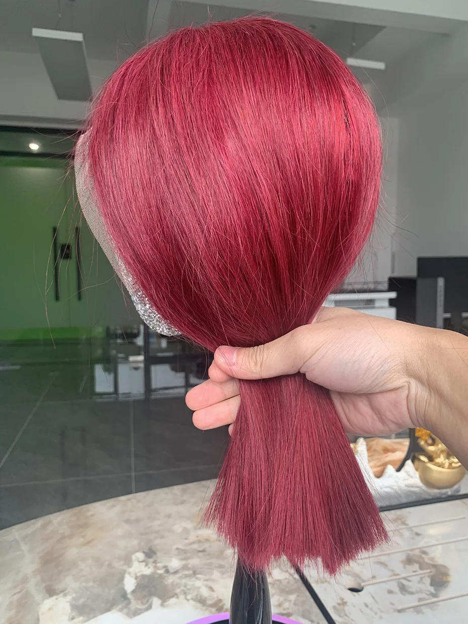 شفاف 250% الكثافة 13x4 الدانتيل الباروكات الأمامية شعر الإنسان بورجوندي 99J الأحمر اللون الخام الفيتنامية الشعر البشري الدانتيل الجبهة بوب شعر مستعار