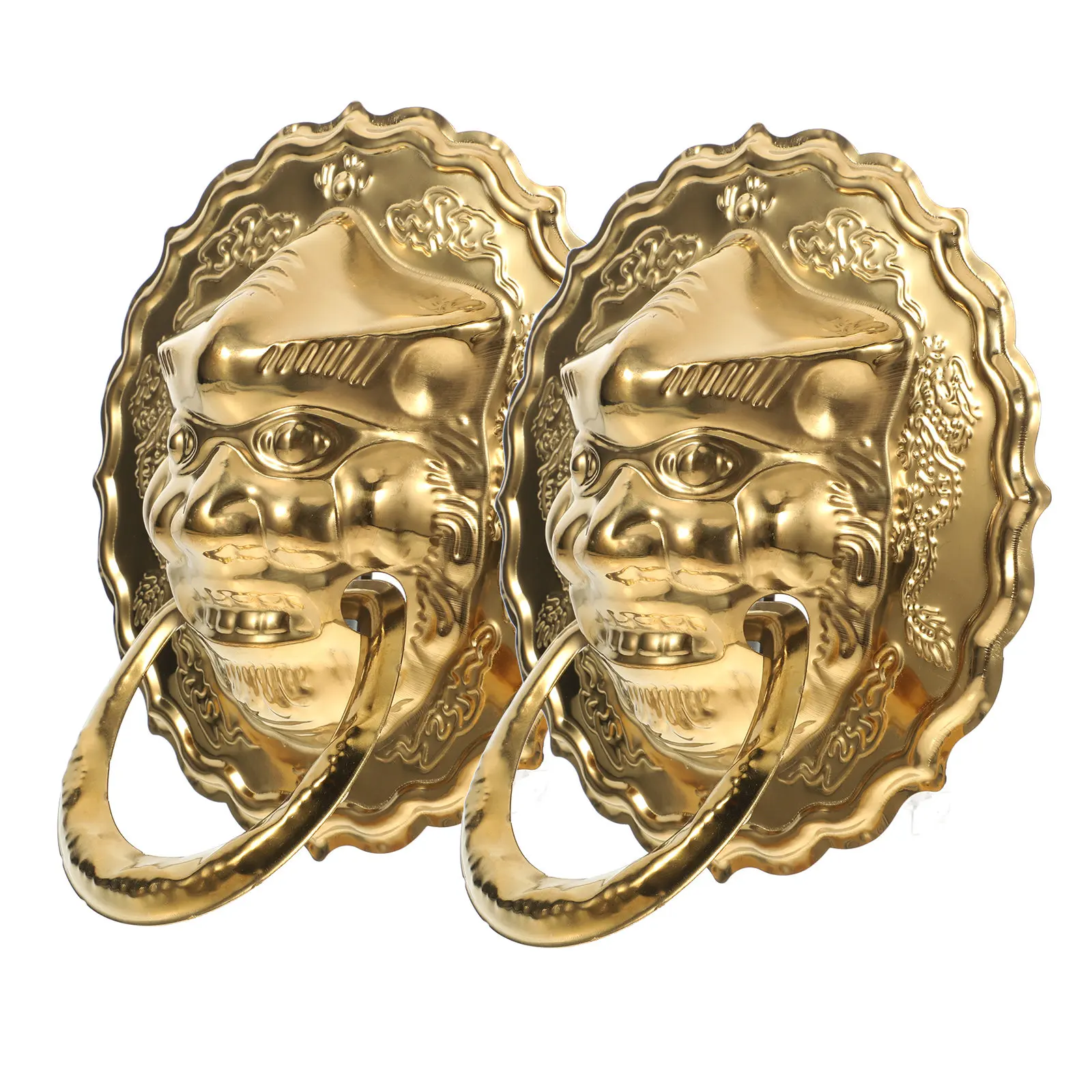 2Pcs Lion Head Door Pull Handle Large Ring Knocker New Chinese Style Brass Front Door Accessory Ergonomic Comfortable
