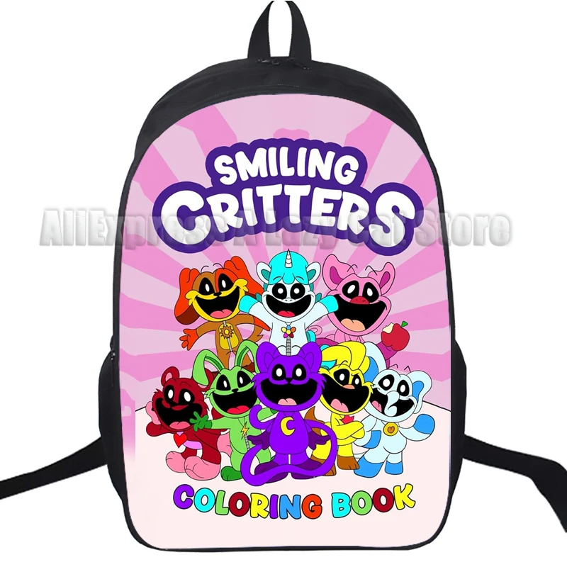 Mochila de dibujos animados de Critter sonriente para niños, mochila impermeable para estudiantes, adolescentes, bolsa para niños, mochila de gran capacidad