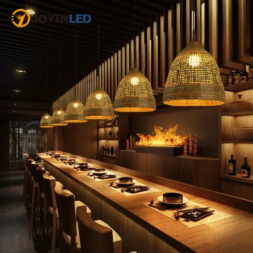 

Подвесной светильник JOYINLED 40 см из бамбука, ручной работы, для гостиной, в японском стиле, с плафоном из ротанга, цоколь E27