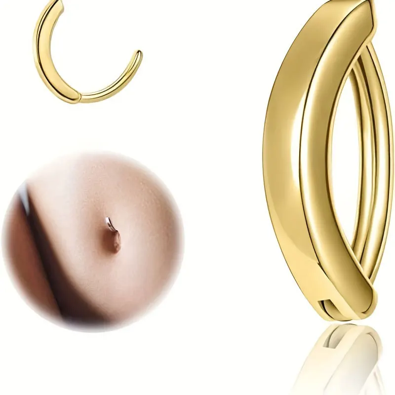 ASTM F136 Titan Reverse Curved Belly Button Navel Barbell Piercing Körperschmuck 14G Clicker Nabelpiercing Schmuck 10/12mm – Detail 8