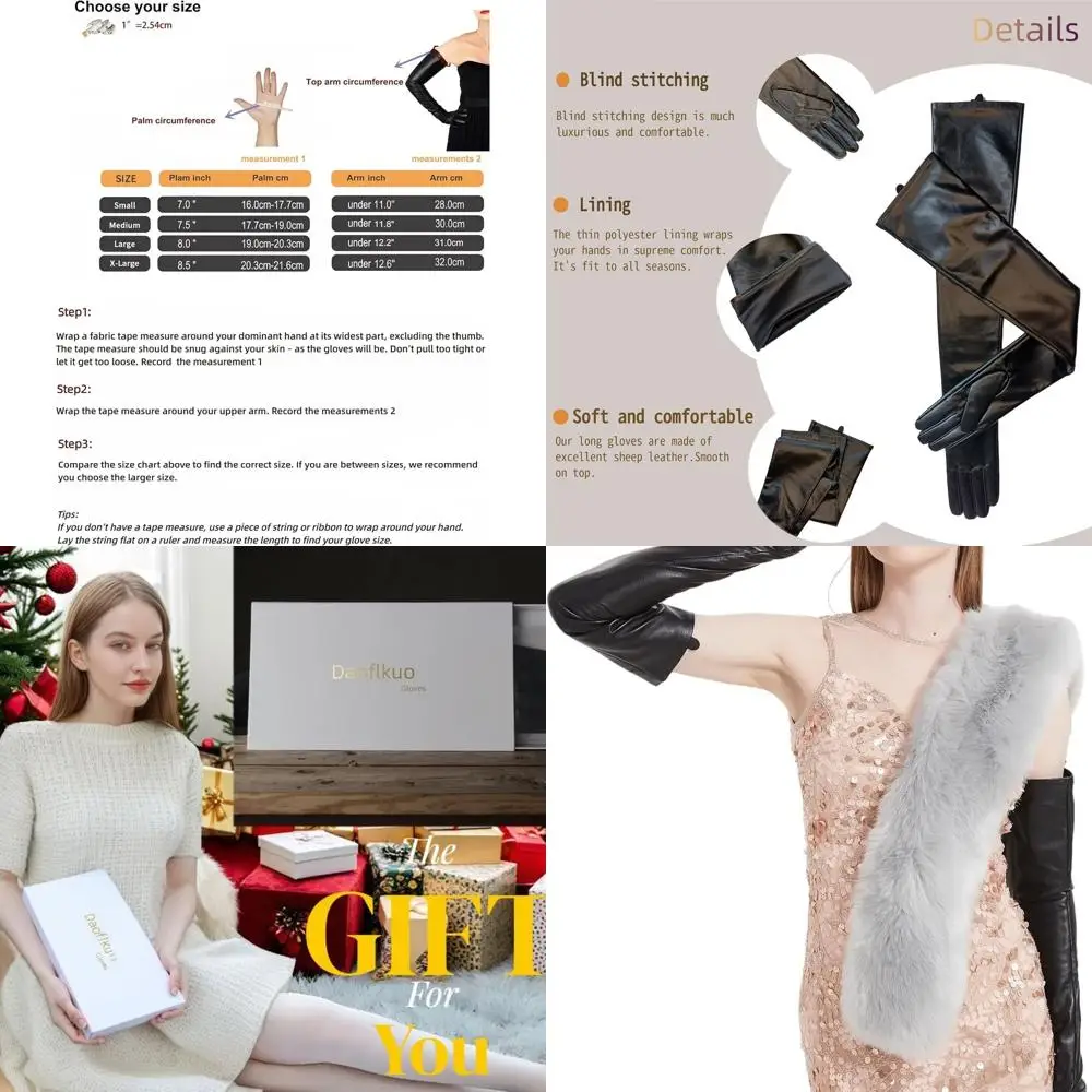 

Women's Vintage Opera Gloves in Black Genuine Lambskin, Above-Elbow Length