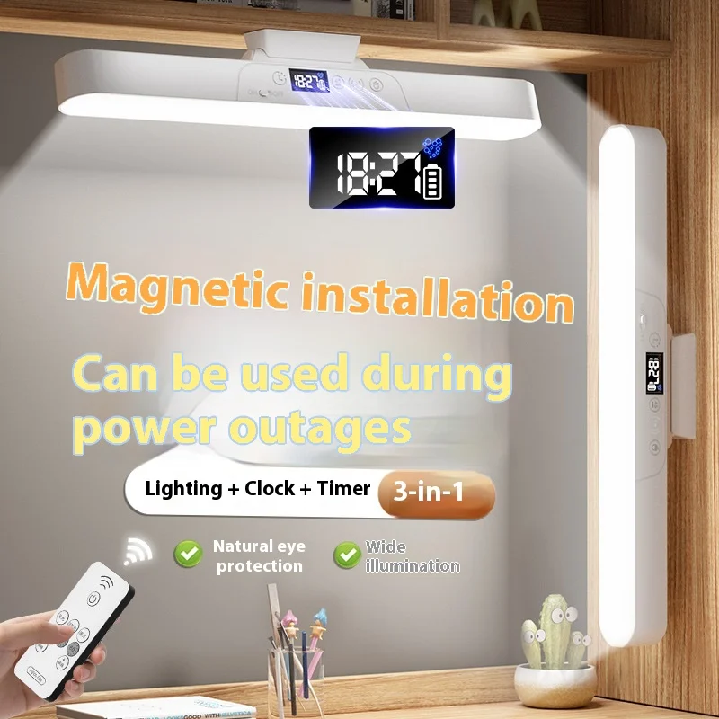 Reading Desk Lamp Eye Study Dormitory  Lamp LED Power Display Clock Timer Magnetic Cool Lamp