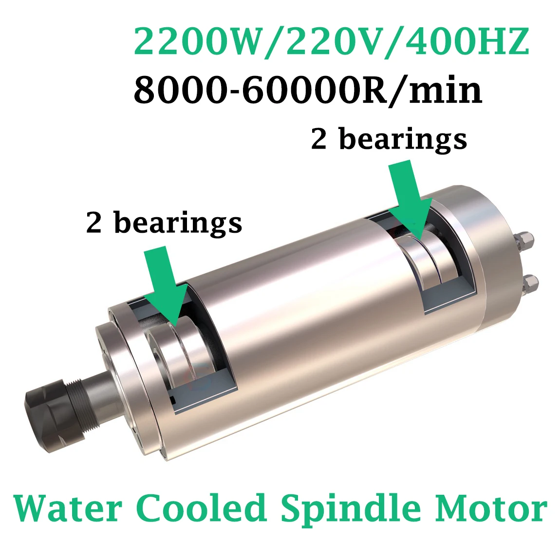 Customized Electric Spindle CNC Spindle Motor 220V 1.8KW 60000rpm Water Cooled Spindle