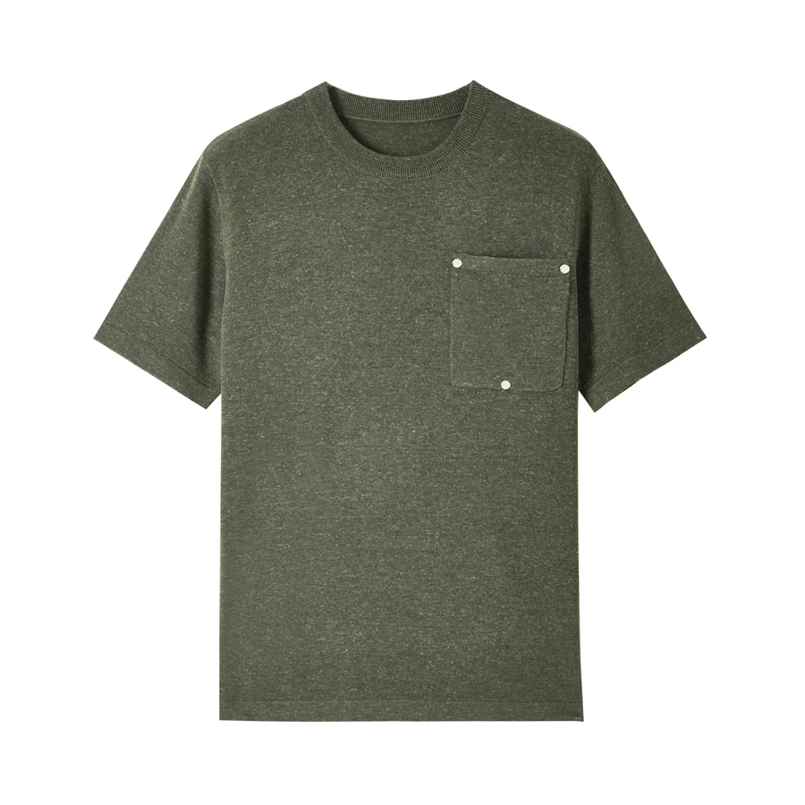 High-End Fabric Knitted T Shirt For Men Short Sleeve Linen Blends Summer New Quality Soft Comfortable Solid Camisetas De Hombre