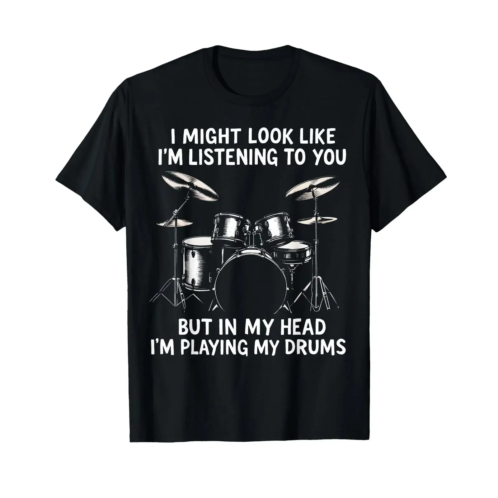 Funny Drum Design Music Lover Drummer T Shirt vintage Washed Top For Everyday Wear homme Casual Stretched graphic Versatile