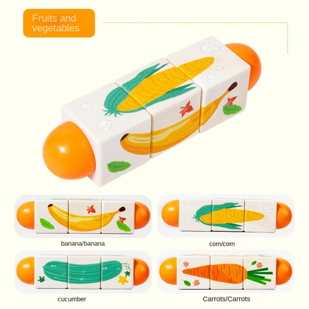 

3D Wooden Rotating Puzzle Early Education Colour Wooden Jigsaw Puzzle Animal Wooden Grasp Building Block Toys Children