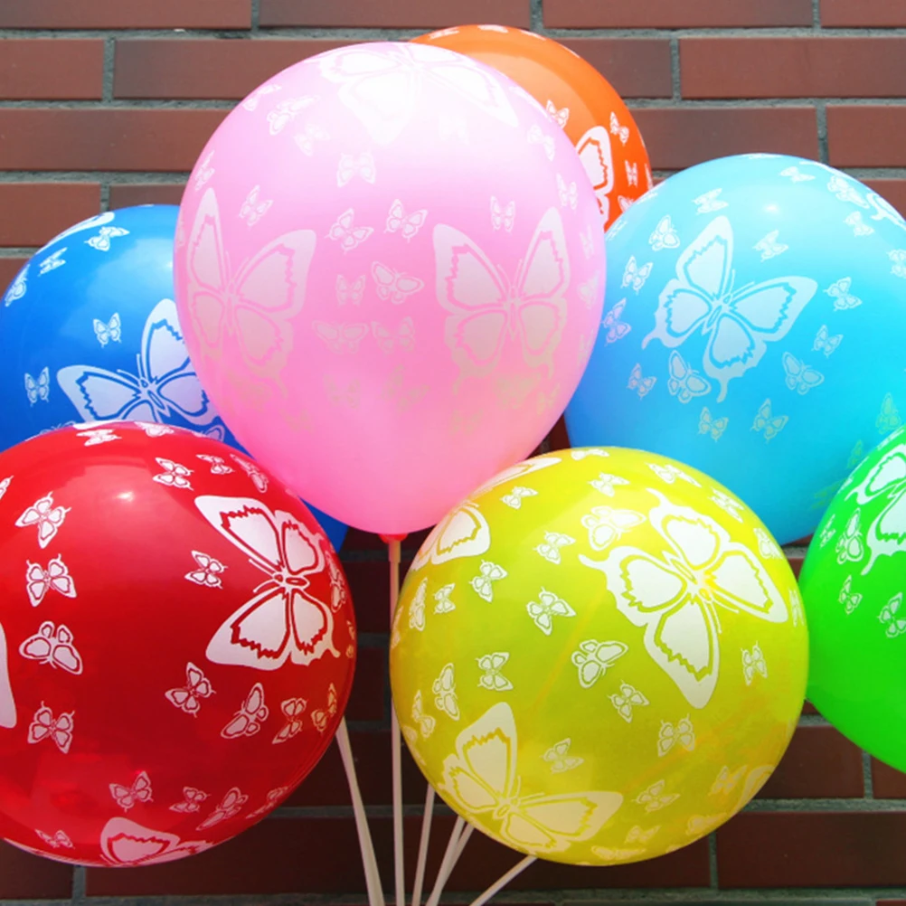 

100 Pcs Butterfly Balloon Wedding Balloons Latex Emulsion Party Colorful Birthday Regular