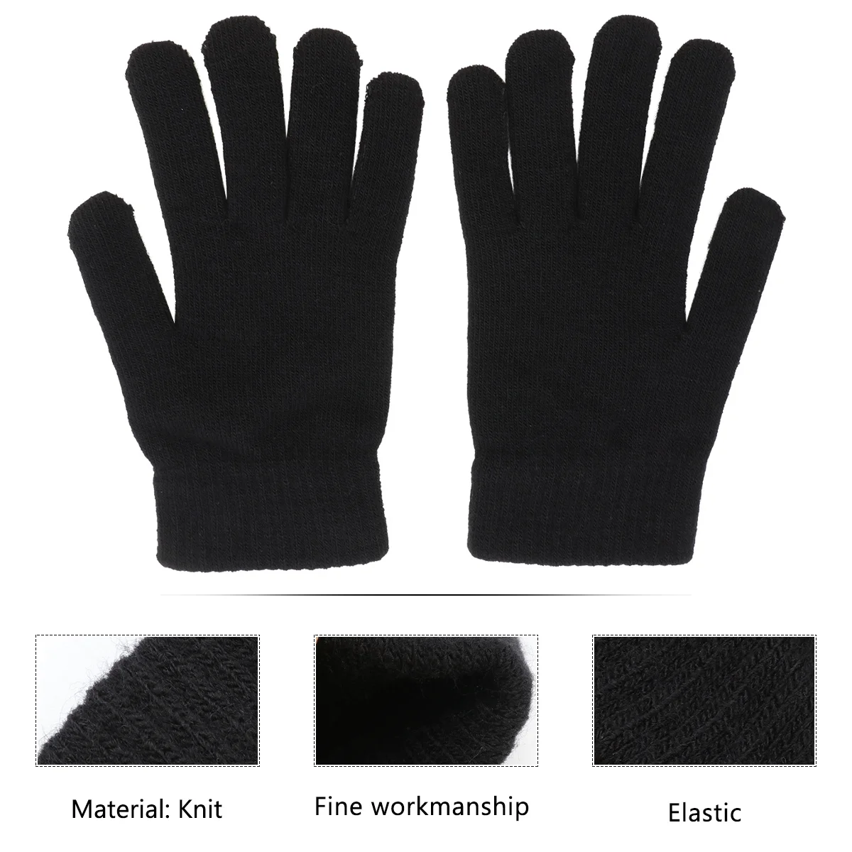 1 par de guantes cálidos de punto gruesos de Color sólido para invierno a prueba de viento cómodos para uso en interiores y exteriores guantes cálidos de invierno guantes de punto