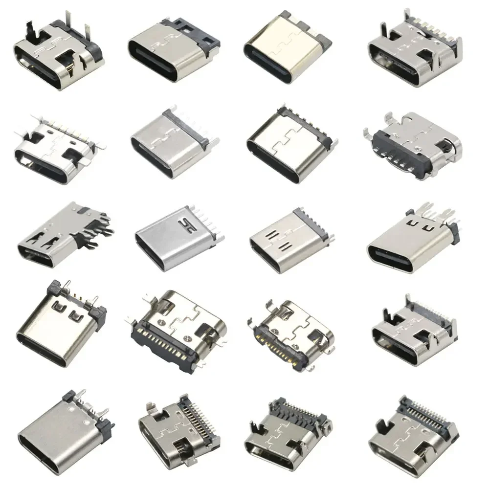 

Type C USB 2/6/14/16/24 Pin Connector Female Charging Port Jack Type-C Socket PCB Soldering Dip SMD SMT DIY Repair Adapter