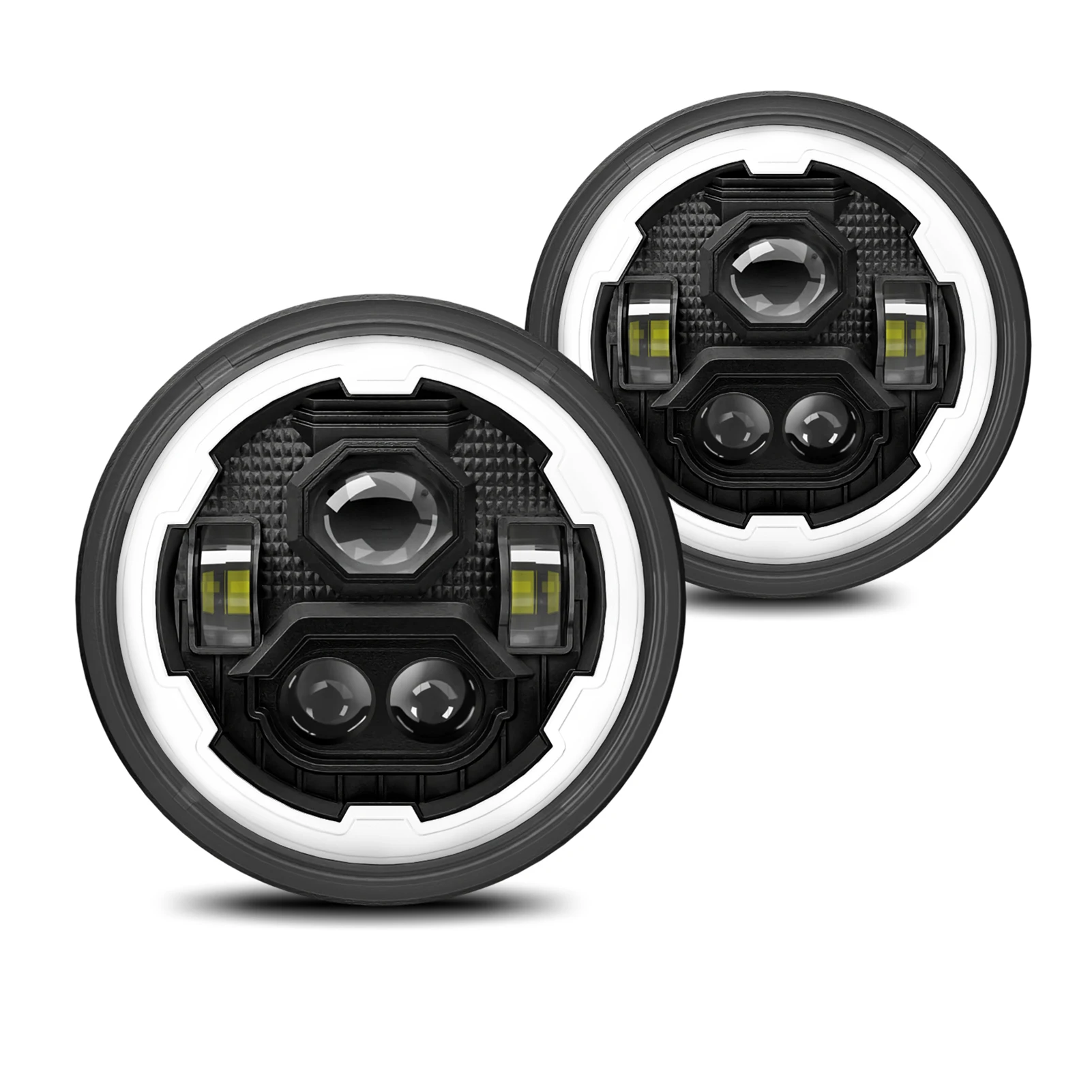 7 inch LED-koplamp ronde koplamp met Hi/Lo Beam DRL en oranje richtingaanwijzer voor auto's motorfietsen waterdicht IP67 2-pack DRL