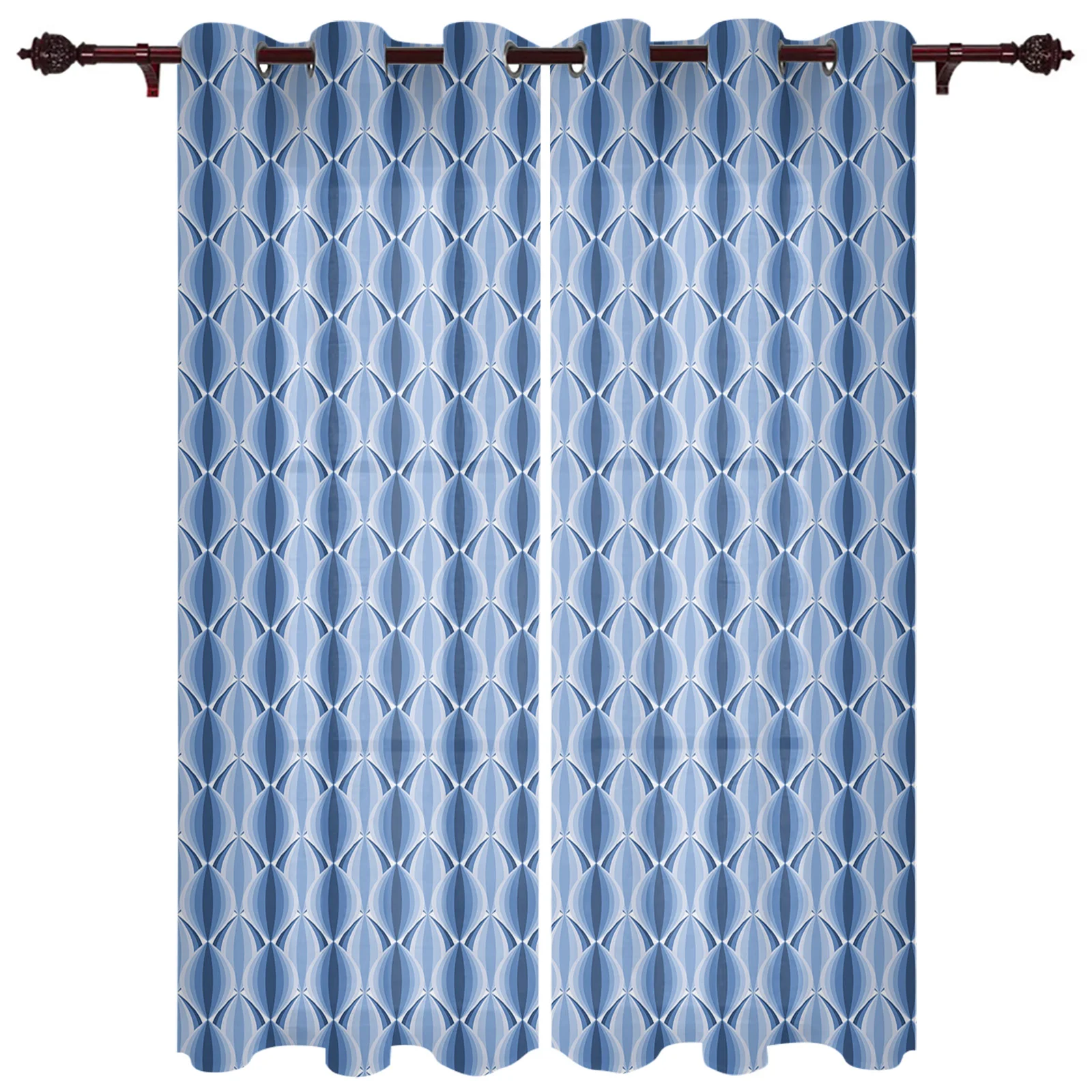 

Mid-century Geometric Blue Curtains For Living Room Window Treatment For Bedroom Kitchen Curtains Custom Drapes Home Decor