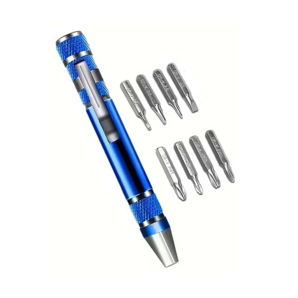 8 In 1 Pocket Screwdriver Set Aluminum Alloy Changeable Bits Precision Screwdriver Pen Magnetic Bits Precision Bits