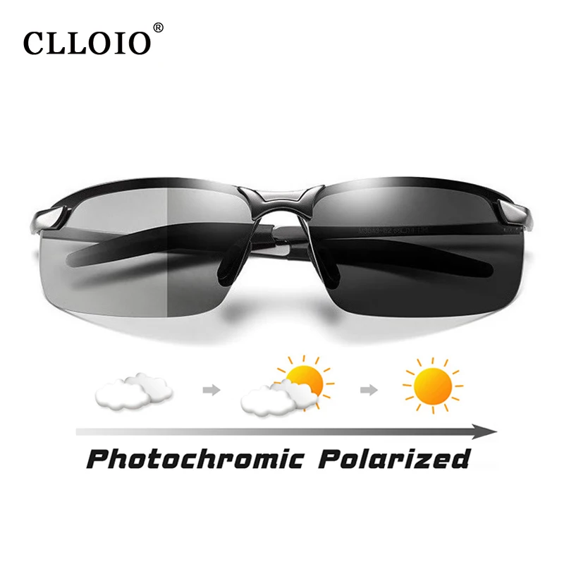 CLLOIO Photochromic Sunglasses Men Driving Chameleon Glasses Polarized Male Day Night Vision Driving Change Color Sun Glasses UV