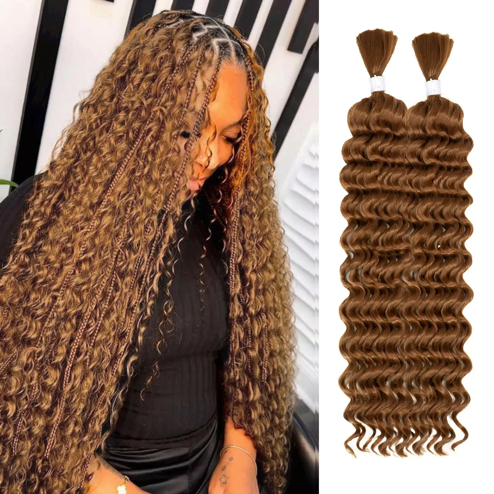 20Inch Deep Water Wave Hair Synthetic Curly Hair Bundles High Quality Synthetic Protein Hair Ombre Braiding Hair Extensions