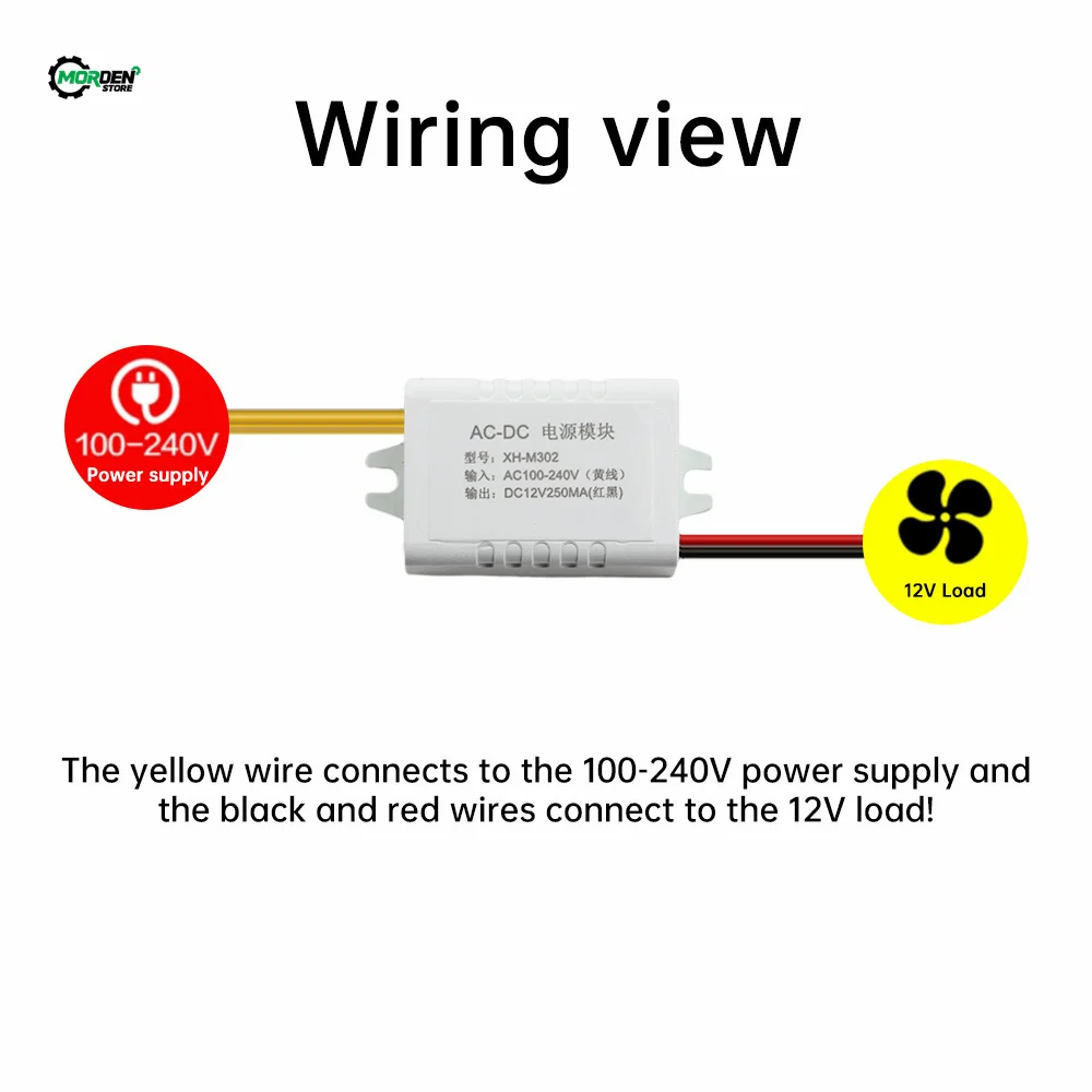 Power Supply Module Adapter 12V 250MA Switch Switching Thermostat AC100-240V to DC12V 3W Converter Power Supply