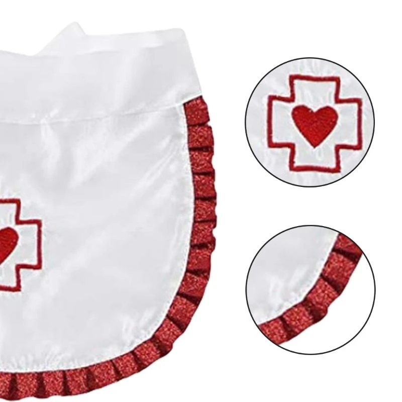 ชุดพยาบาลผู้หญิงแต่งตัวสำหรับผู้ใหญ่รวมถึงผ้ากันเปื้อนหูฟังหูฟังฮัลโลวีนพยาบาลคอสเพลย์เครื่องแต่งกายเครื่องแต่งกาย H7EF