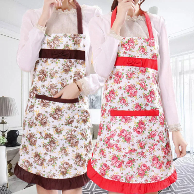 

Kitchen Oil-proof Anti-fouling Apron Female Korean Version Fashion Sleeveless Lace Ruffled Bow Apron Men's Cooking Bib