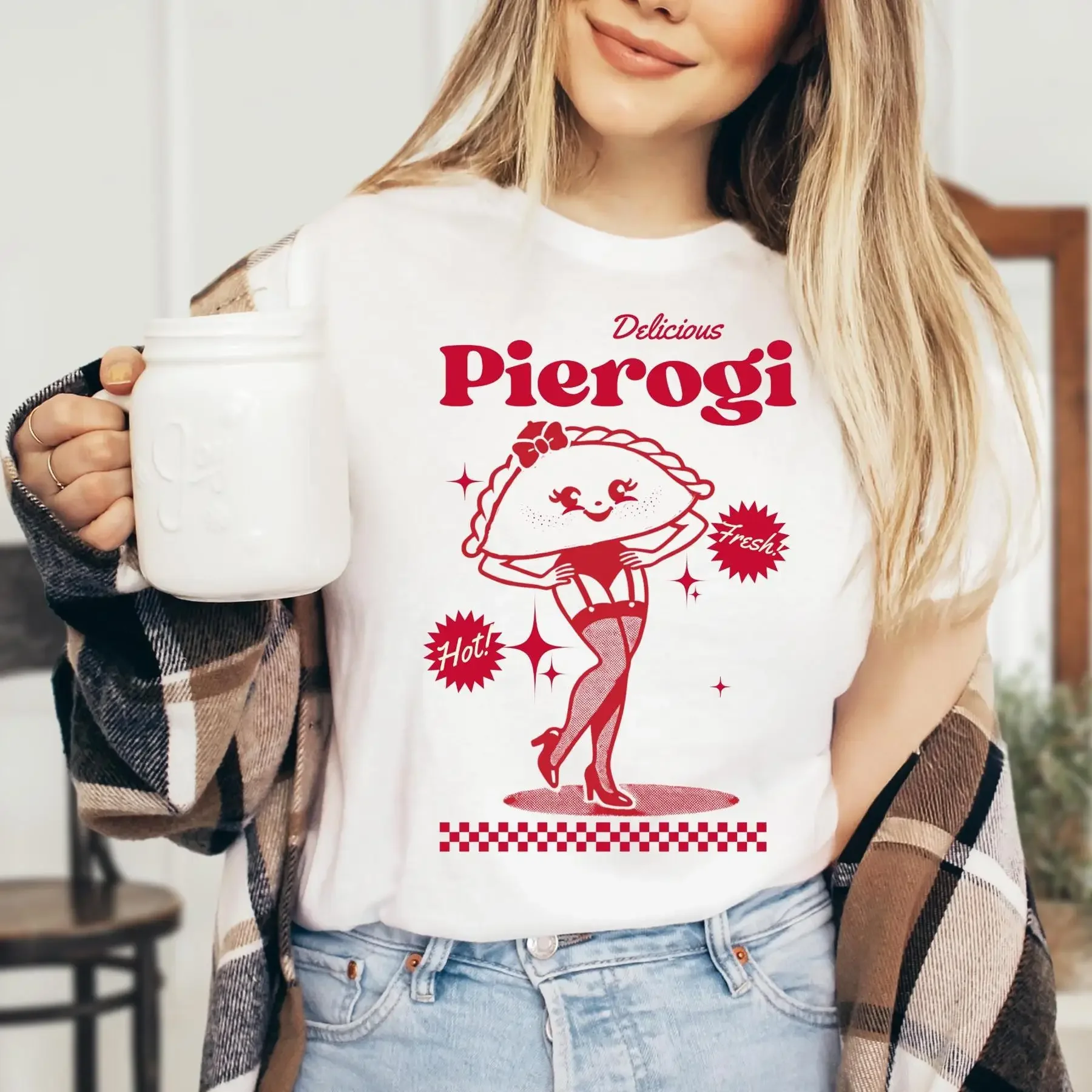 تي شيرت جيرسي ريترو من Pierogi Kitschy لعشاق الصناعات #1