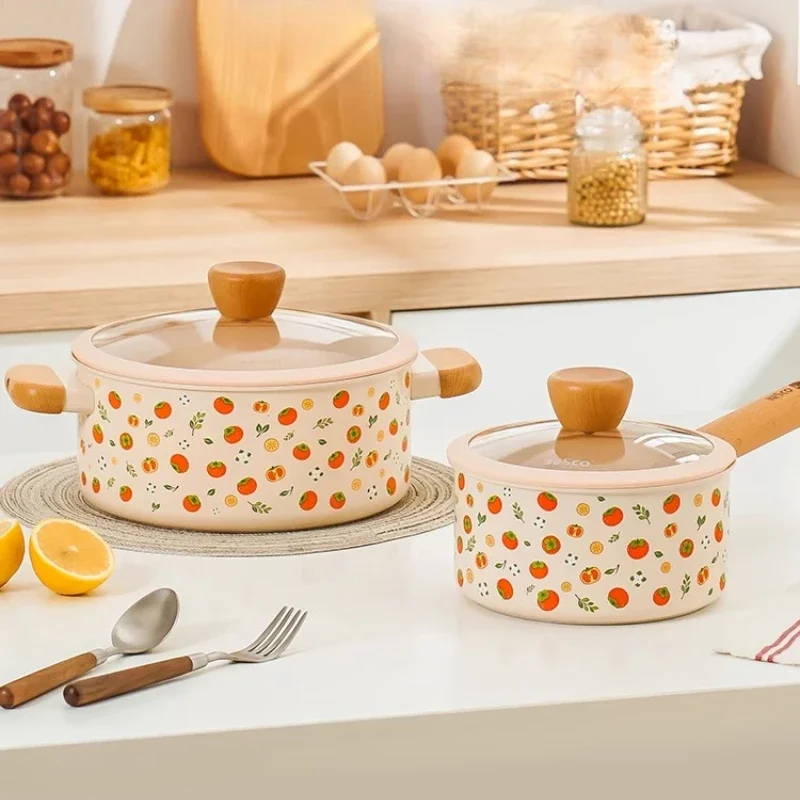 Ceramic Milk Pot Non Stick Soup Pot Special Double Ear Soup Pot Gift Box Set for Decoction Kitchen Cookware