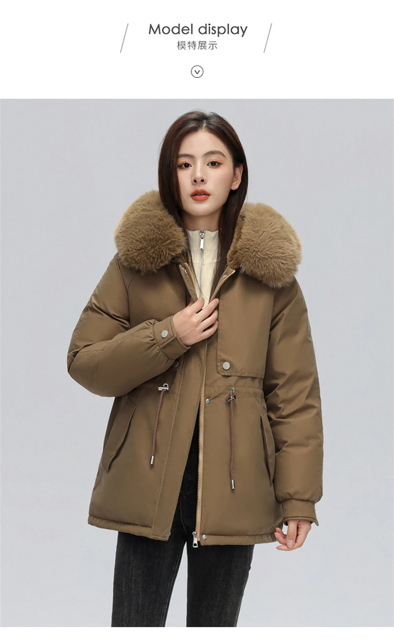 Winter Coat New Women's Thick Cotton Jacket Women's Medium Long Korean Version Fur Collar Coat Female Warm Parka Overcoat