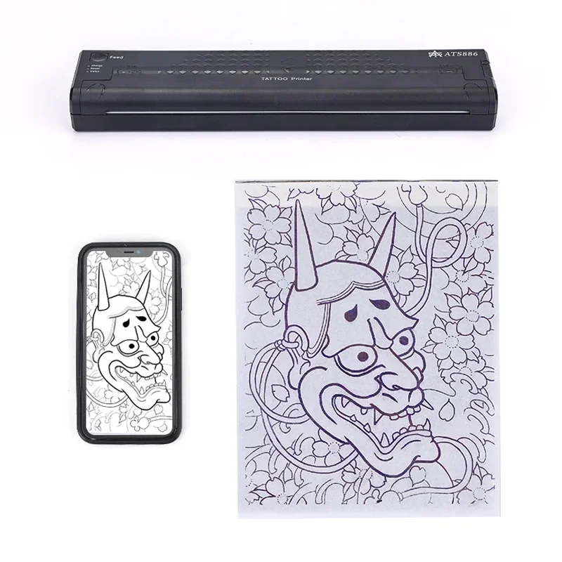 Stampante termica portatile per tatuaggi Macchina per trasferimento Bluetooth Stencil Maker Disegno a tratteggio Stampa fotografica Copiatrice 50 fogli di carta A4