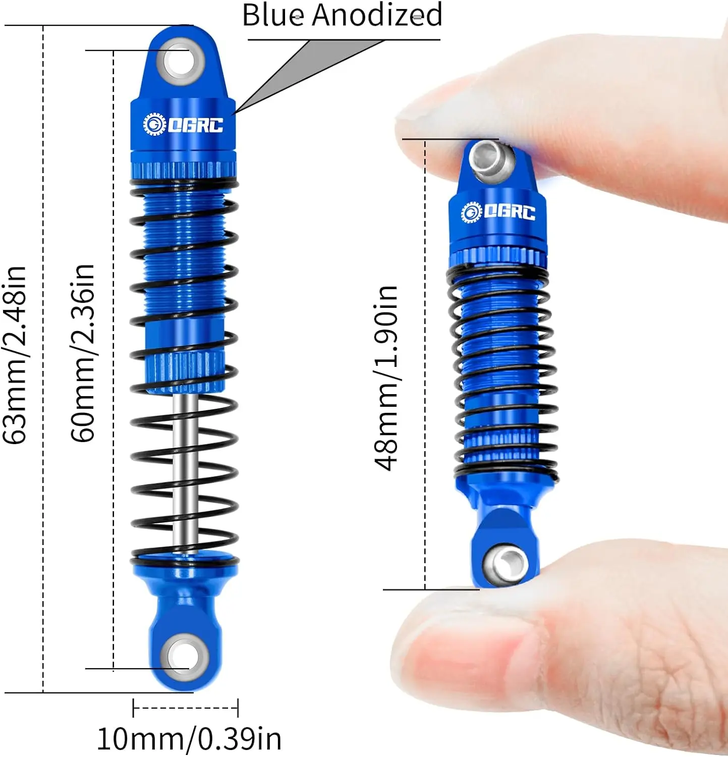 Esilun ammortizzatore da 60mm ammortizzatore filettato ad olio ammortizzatore filettato per TRX4M 1/18 RC Crawler accessori per l'aggiornamento dell'auto