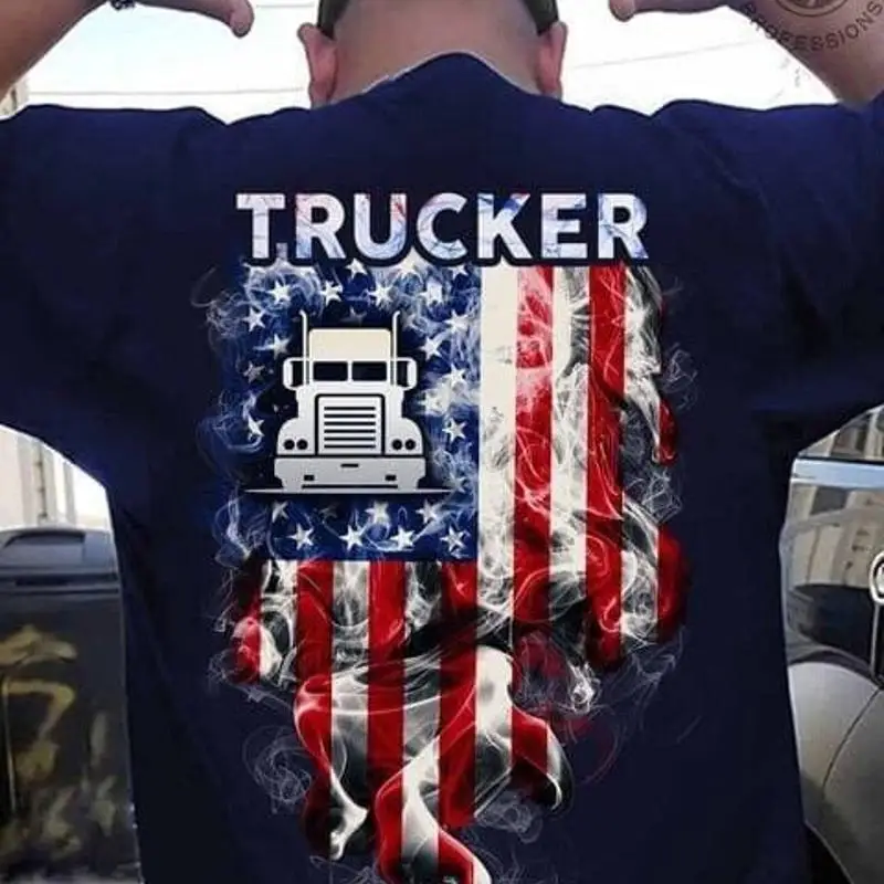 

Водитель дальнобойщика, День независимости, американский флаг, футболка 4 июля