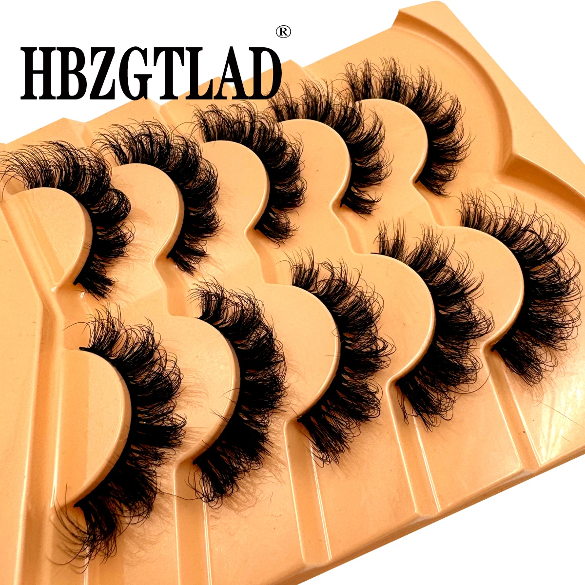 HBZGTLAD 5 Pairs 3D Faux Mink Lashes Fluffy Soft Full Thick Wispy Natural long False Eyelashes Curly lashes wholesale lashes