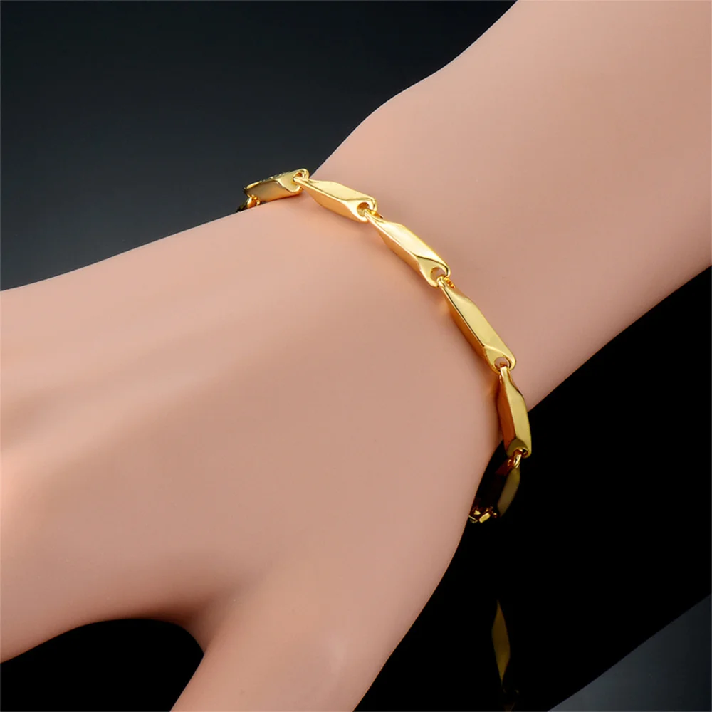 Punk Irregular Chain Link Bracelets 18/21cm Gold Silver Color Stainless Steel 3mm Hand Chain for Men Women Hip Hop Jewelry Gift