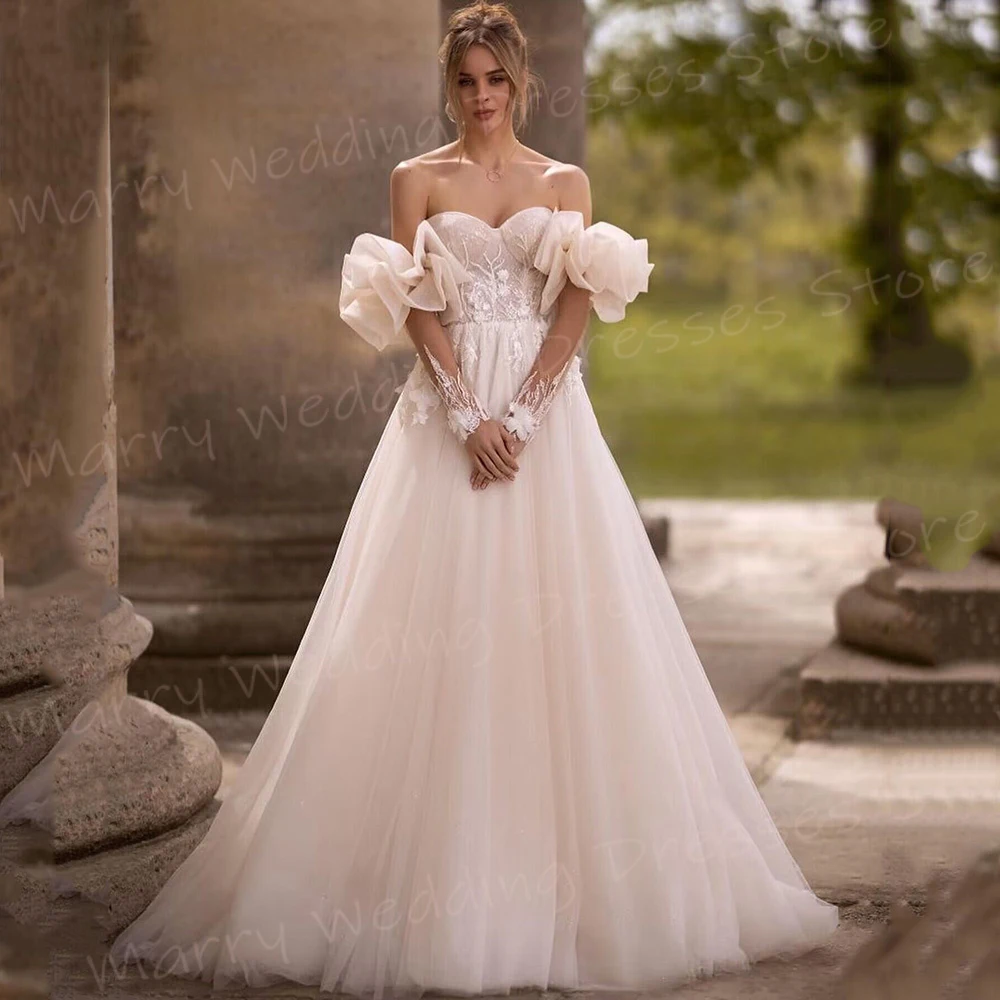 Hermosos Vestidos De Novia modernos De una línea para mujer, apliques De encaje, Vestidos De Novia sin espalda, encantadores Vestidos De flores 3D, Vestidos De Novia De Lujo