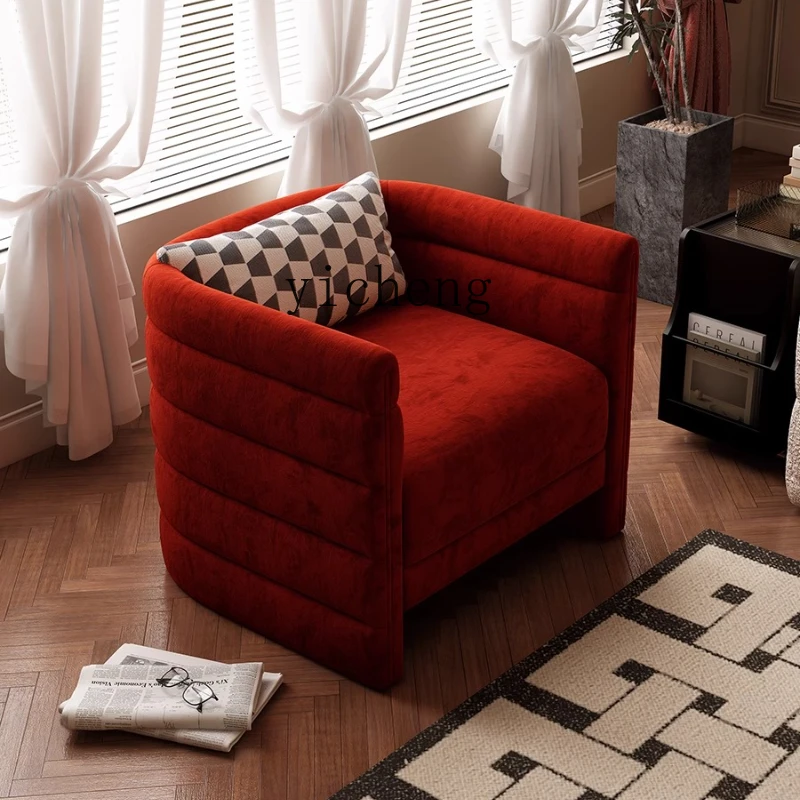 

XL retro single bedroom red fabric American living room single chair Internet celebrity balcony chair