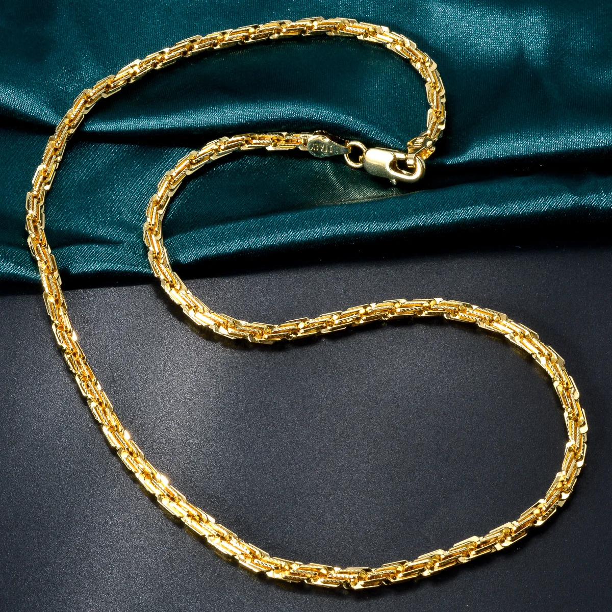 Sunny Jewelry Hip Hop Geometric Copper 18k Gold Color Link Chain Metal Necklace for Women Men Classic Fashion Party Jewelry