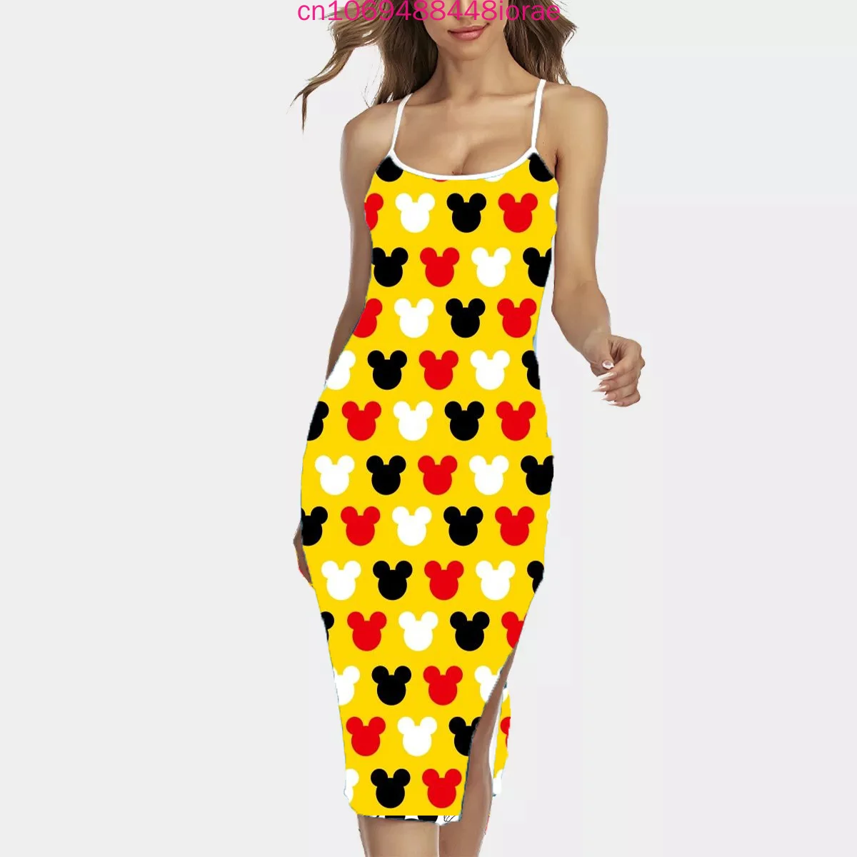 2025 novo vestido feminino de verão 3d impresso vestido dos desenhos animados disney mickey mouse casual moda rua y2k festa praia vestido