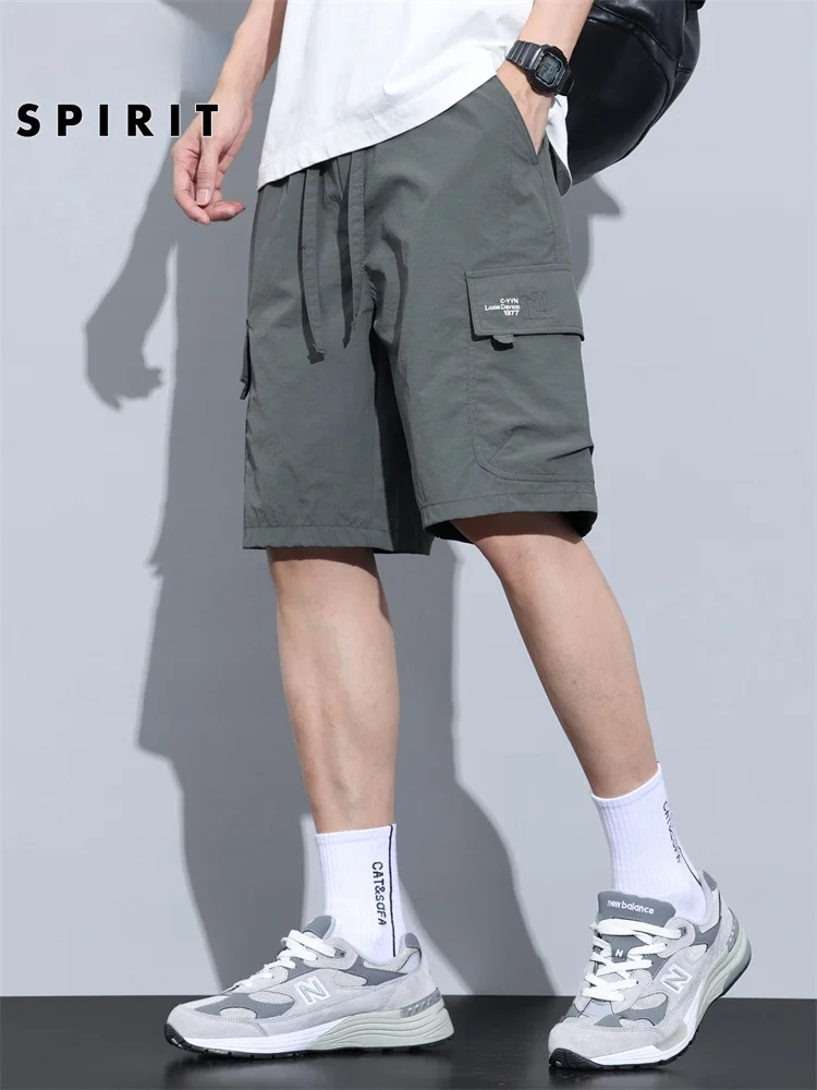 

Мужские летние тонкие свободные брюки из ледяного шелка прямого кроя, дышащие, быстросохнущие, спортивные, повседневные, модные, длиной до колена