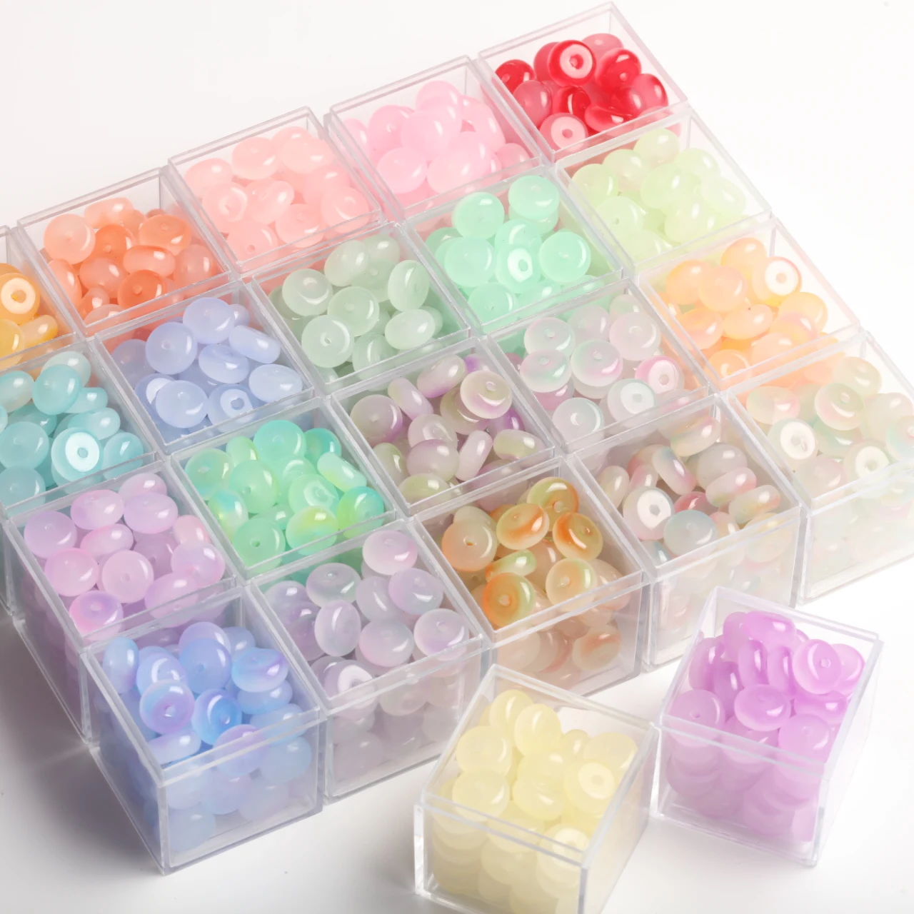 136pcs/lot Glass Abacus Beads 5x10mm Flat Round Spacer Beads for DIY Necklaces Bracelets Jewelry Making Accessories