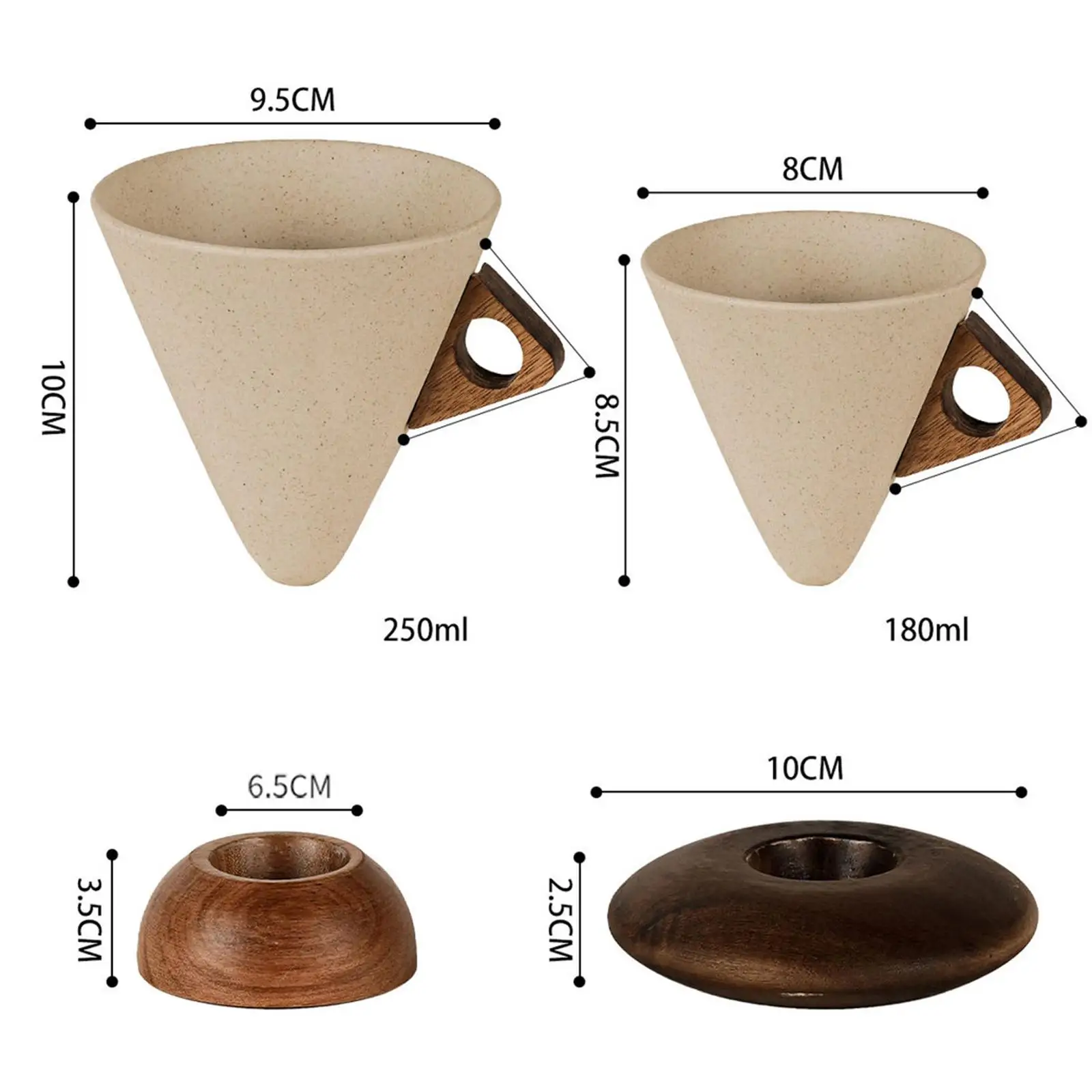 Coffee Mug Funnel Shape Porcelain Tea Cup with Base for Dorm