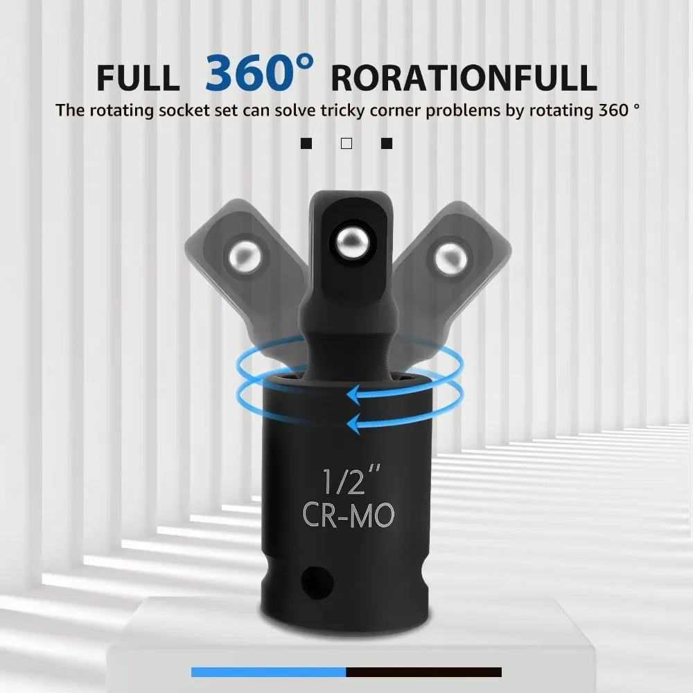 Clé à cliquet Extra longue, manchon de douille à 12 points, entraînement universel, 1/4 pouces, 3/8 pouces, 1/2 pouces, 10 pièces/ensemble