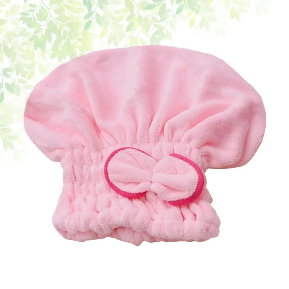 

Dry Hair Cap Microfiber Towel Hat Fast Drying For Women Shower Bathing Travel Gym Use Purple Coral Fleece Bowknot