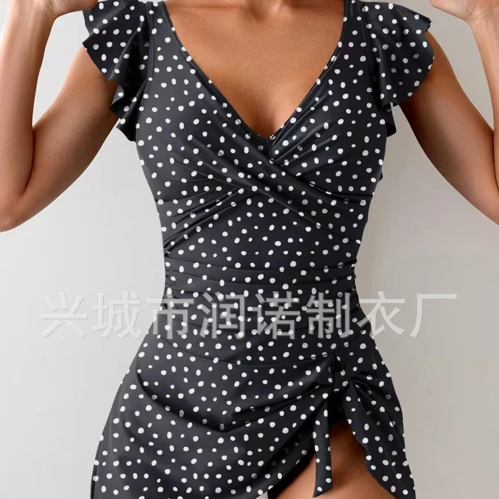One Piece Swimsuit Tankini V Neck Slimming Bikini Skirt Ruffle Beachwear For Women 2 Pieces Tankini Swimsuits Women Biquinis Set