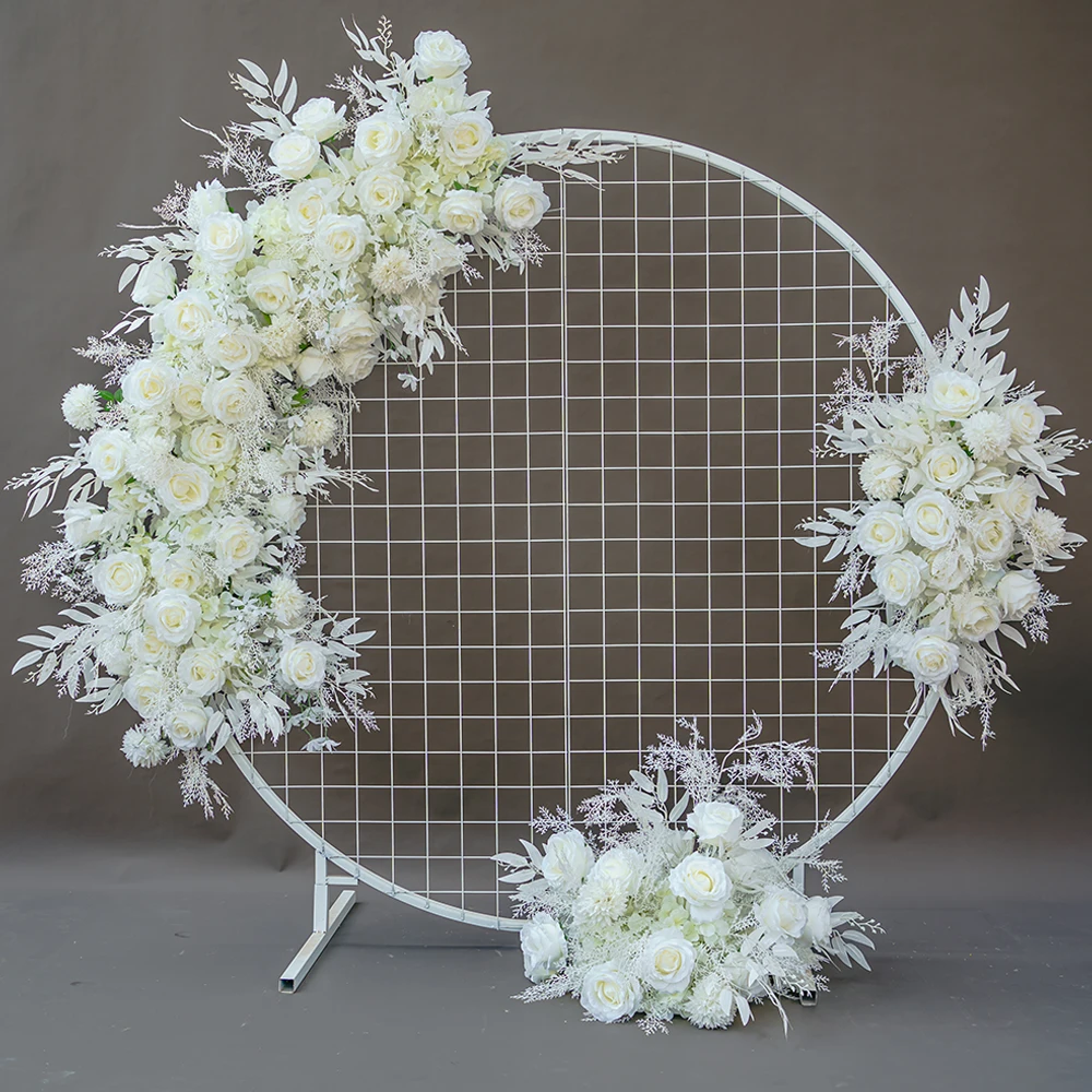 Pure White Luxury Wedding Decoration Artificial Flower Backdrop Wedding Arch Flower Row Floral Arrangement Photo Props Stage Dec