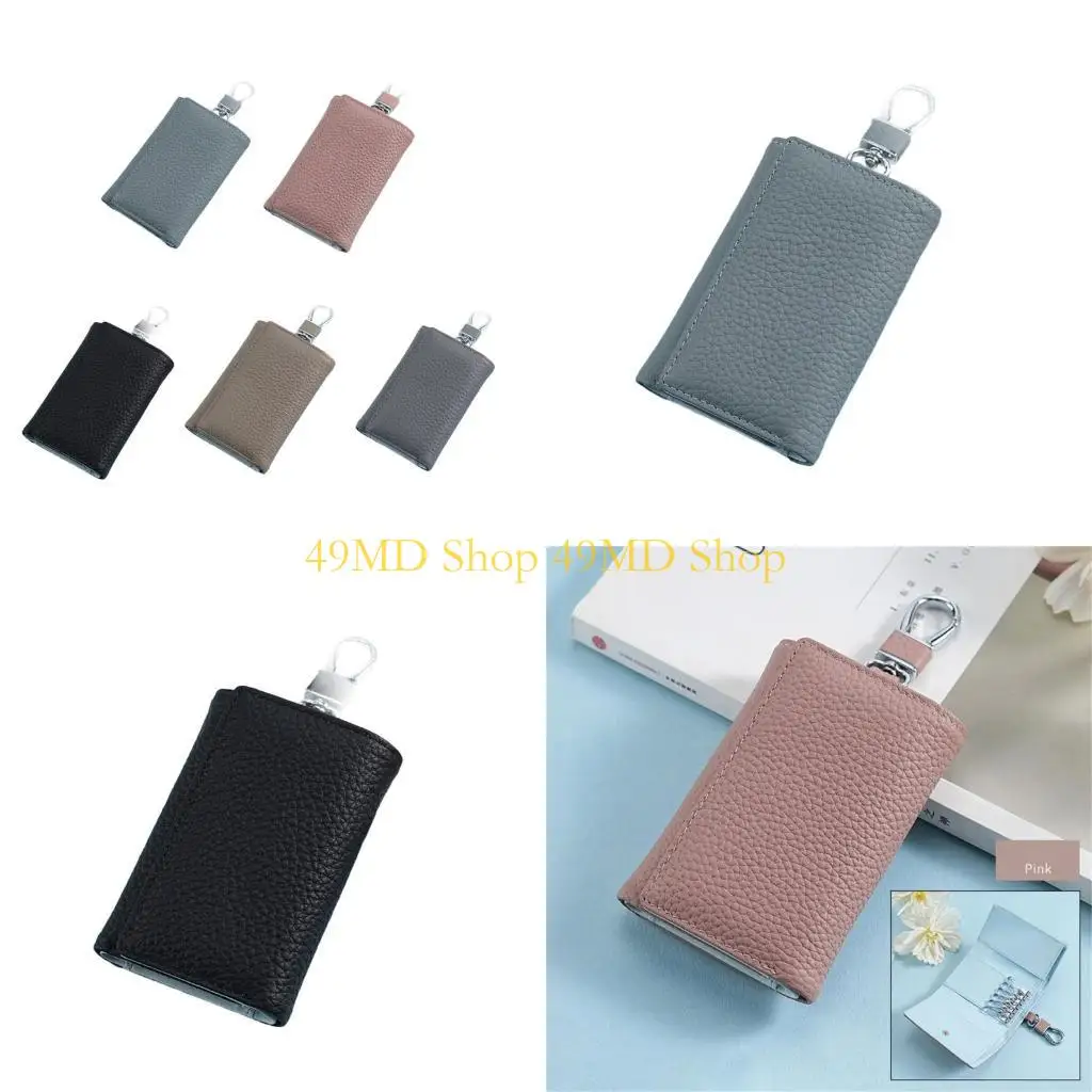 49MD Practical And Stylish Pouches Wallet With Secure Hook PU Keyring Attachment Card Holder For Women and Men