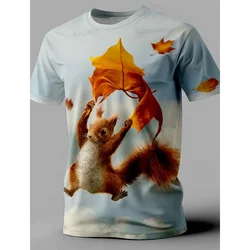 Grumbling Kat Eekhoorn Patroon T-shirt Voor Mannen Grappige Dieren 3D Gedrukt Tees Casual Korte Mouw Ronde Hals Tops Straat T-shirts