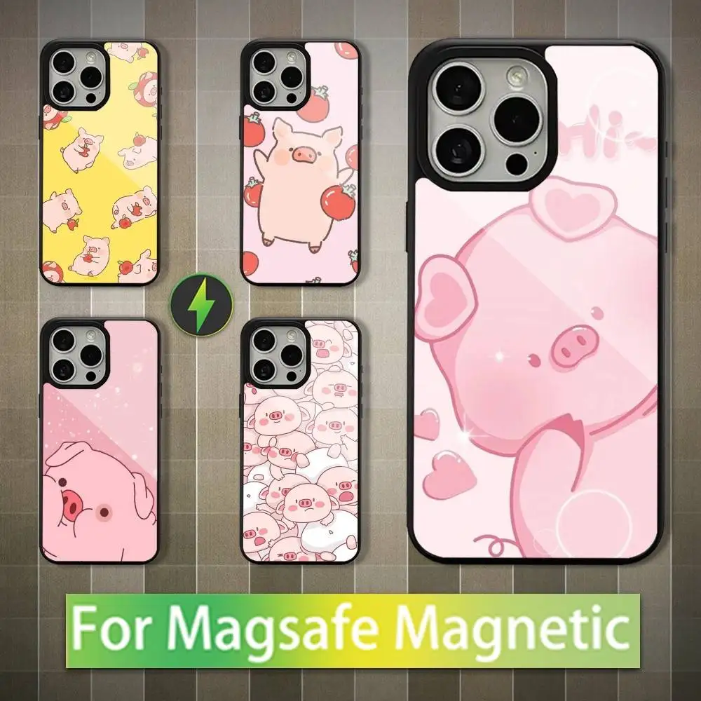 

Cute Piggy Cartoon Phone Case For iPhone 16,15,14,13,12,11,Pro,Max,Plus,Mini,Magsafe,Magnetic Wireless Charging Case