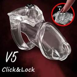 2025 18+ HT-V5 Click&Lock Padlock Male Chastity Device Sissy Bdsm Cock Cage Penis Ring Male Masturbation Fetish Adult Sex Toys